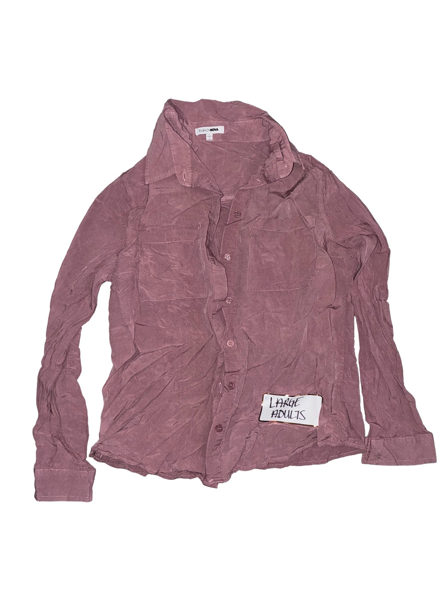 30: FASHIONNOVA- Mauve Colored, Collared Button Down